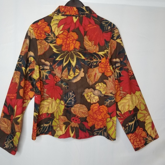 Gandy Couture Colorful Fall Print Jacket Sz XL W/Beading/Sequin - Picture 6 of 13